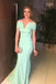 mermaid prom dresses mint green v neck off the shoulder party dress