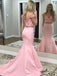 off shoulder pink mermaid graduation dress two piece floral beading long prom dress