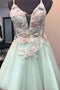 Mint Green Short Homecoming Dress with Appliques Tulle Graduation Dress GM508