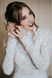 Modest Long Sleeve Lace Wedding Dresses Mermaid Rustic Bridal Gown PW427