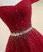 modest off shoulder a line tulle prom formal dress with beading