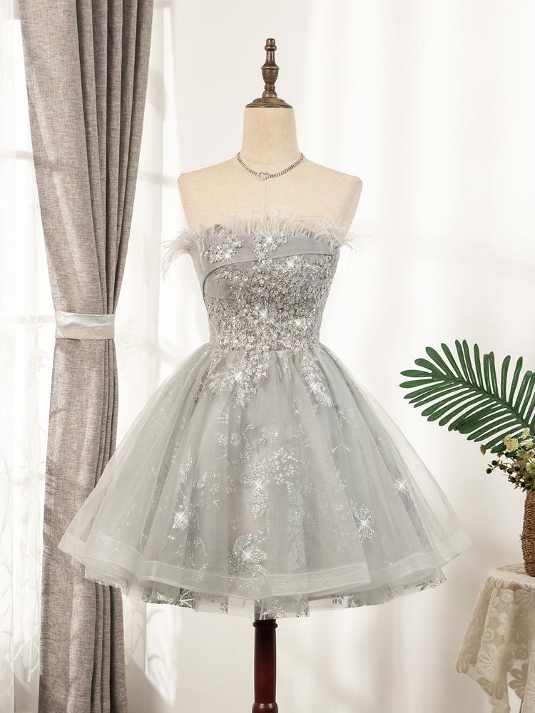 sweet 16 dresses short Strapless Short Homecoming Dresses With Beading, Cute A-line Sweet 16 – MyGirlProm.com