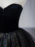 black sweetheart tulle long prom dress with layered black formal evening dress