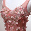 chic floral appliques sweet 16 dress a line v neck peach homecoming dress
