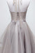 sparkly halter sequins bodice high low prom dress tulle homecoming dress