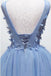 handmade bow light blue homecoming dress tulle graduation dress