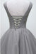 v neck beading silver short prom homecoming dress tulle dance dress