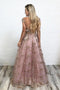 Sheer Round Neck Cap Sleeves Long Prom Dress With Appliques MG278