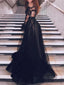 Black Lace Long Sleeve Prom Dresses Tulle High Neck Evening Dress MG268