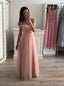 Off-Shoulder Chiffon Long Prom Gown Pink Bridesmaid Dresses MP809