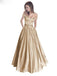a line off the shoulder waist beaded satin long prom dresses