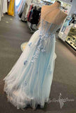 One Shoulder Lavender Prom Dresses With Appliques, Tulle Graduation Dresses With Split GP460