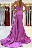 one shoulder purple satin mermaid prom dresses simple formal evening gown