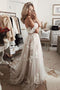 Elegant Off Shoulder Long Boho Wedding Dress with Lace Appliques PW447