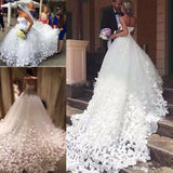 sweetheart white ball gowns wedding dress butterfly bridal gowns