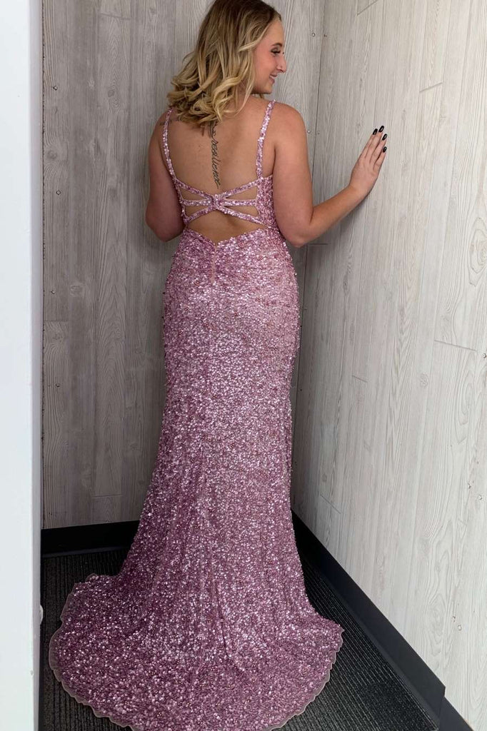 glitter mermaid sparkly prom dresses sequined long formal gown with split
