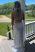 backless mermaid white sequins long prom dress evening gown with slit