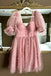 blush pink pearls corset short homecoming dress princess party dress