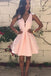 simple v neck pink short prom dress pink v neck homecoming dress