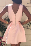 simple v neck pink short prom dress pink v neck homecoming dress