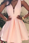Simple V Neck Pink Short Prom Dress, Pink V Neck Homecoming Dress, GM448