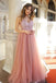 dusty pink long prom dresses elegant beaded bodice evening gown