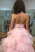 pink prom dress with lace bodice two piece sweet 16 ball gown with ruffled