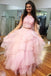 pink prom dress with lace bodice two piece sweet 16 ball gown with ruffled