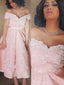 A-line Homecoming Dress, Off-The-Shoulder Pink Short Prom Dress MP1050