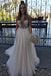plunging neckline tulle wedding dress a line v neck with appliques