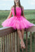 princess hot pink a line homecoming dresses strapless short party dress