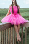 Princess Hot Pink A-line Homecoming Dresses, Strapless Short Party Dress GM496