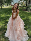 Princess Pink Sweet 16 Dresses Pink Tiered Tulle Formal Dress.jpg