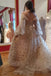 princess tulle starry prom dress bubble sleeves stars boho wedding dress
