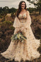 Princess Tulle Starry Prom Dress,Bubble Sleeves Stars Boho Wedding Dress PW464