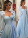 disney princess blue sweetheart long puff sleeves with floral appliques prom evening dress