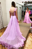 princess flowy lilac backless long prom dress with ruffles mp759