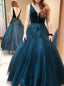 Princess Ball Gown V-neck Dark Green Backless Long Prom Dress MP834
