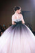 princess ombre prom dresses off shoulder ball gown long formal dress
