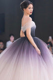 Princess Long Ombre Prom Dresses Off-Shoulder Ball Gown Formal Dress GP15