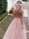 princess tulle long prom dresses v neck lace backless formal evening dress