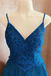 glitter blue spaghetti straps v neck a line short homecoming dress