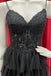 straps black prom dress with sheer corset bodice tiered formal gown