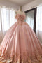 Quince Dresses Pink Ball Gowns Off the Shoulder Wedding Dress, PW436