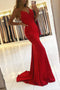 Red Mermaid Beaded Lace Prom Dresses Backless Evening Gown GP94