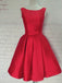 red bateau a line open back bowknot homecoming dress