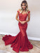 red lace mermaid prom dress off the shoulder formal evening gown