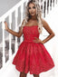 Red Sweetheart Beading Lace Short Prom Dress with Waist Bowknot MP1116