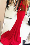mermaid split long prom dresses, red open back evening dresses mp942