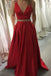 red satin prom dress a line v neck satin evening gown with pockets